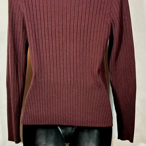 Brown Turtleneck Sweater Ribbed Bamboo Traders Women's Size Medium Retro Preppy - Picture 9 of 10
